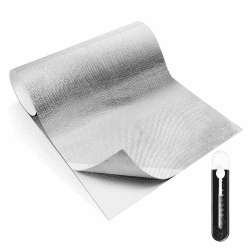 Hitzeschutzmatte Selbstklebend, 60 x 200 cm Hitzeschutz Aluminium Platte, Kleberücken Aluminium Glasfaserblatt Praktische Hitzeschild Aluminisierte Hitzeschutzfolie für Schlauch Rohrisolierung Angebot bei HelloDeals