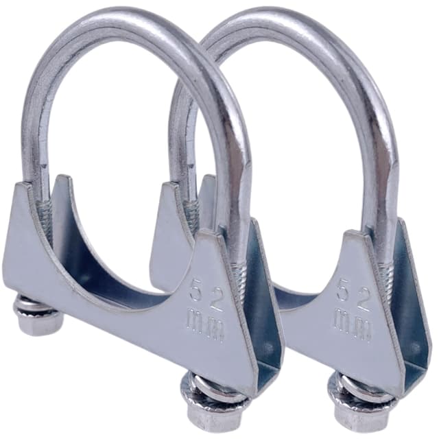 2x M8 Bügelschelle Rohrschelle Ø51-102 mm Spezialschelle für Auspuffrohr U-förmige Verzinkter Rohrklemmbügel (52mm)