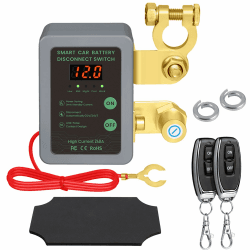Smart Drahtloser Ferngesteuerter Auto Trennschalter, 12V Batterie Trennschalter 240A, Batterie Kill Switch Anti-Diebstahl mit LED-Anzeige automatische Abschaltung Schalter für Auto, RV, ATV, LKW, Boot Gray