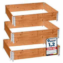 Garronda naturbelassene Hochbeete für Garten Palettenrahmen 120x80x20 cm Hochbeet Holz 3 Stück steckbar stapelbar faltbar für Pflanzen Blumen Kräuter Obst und Gemüse Braun GD-0075 3 Stück Braun