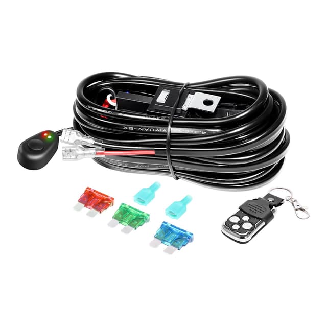 RIGIDON Kabelbaum Kabelsatz Relais Adapter für KFZ Scheinwerfer Arbeitsscheinwerfer Tagfahrleuchten Lichtleisten DC 12V/40A 18AWG, On-Off-Fernbedienungsschalter (Modell B für 1 Lampe)
