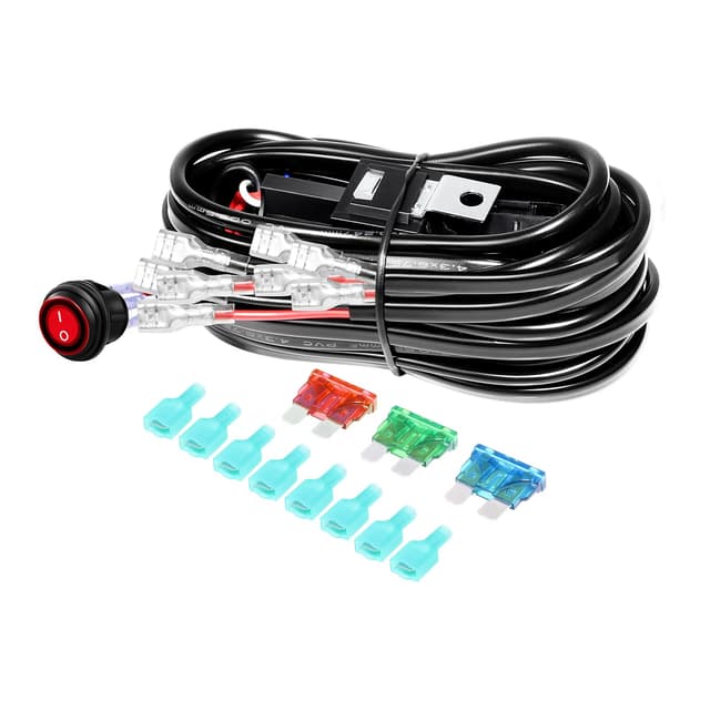 RIGIDON Kabelbaum Kabelsatz Relais Adapter für KFZ Scheinwerfer Arbeitsscheinwerfer Tagfahrleuchten Lichtleisten DC 12V/40A 18AWG (Modell C für 4 Lampe)