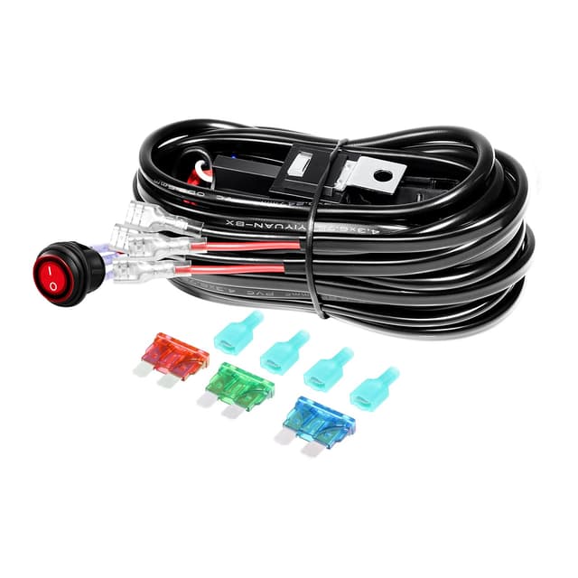 RIGIDON Kabelbaum Kabelsatz Relais Adapter für KFZ Scheinwerfer Arbeitsscheinwerfer Tagfahrleuchten Lichtleisten DC 12V/40A 18AWG (Modell C für 2 Lampe)