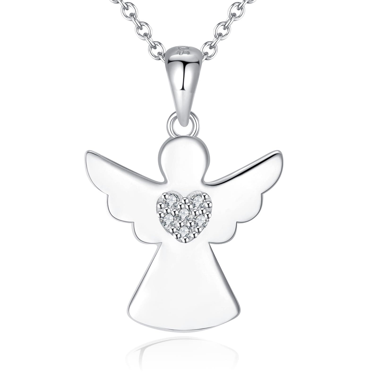 Jrêveinfini Schutzengel Kette Damen Mädchen Silber 925 mit Anhänger, Geschenk Taufe für Mädchen Frauen, Réglable 40 + 5 cm