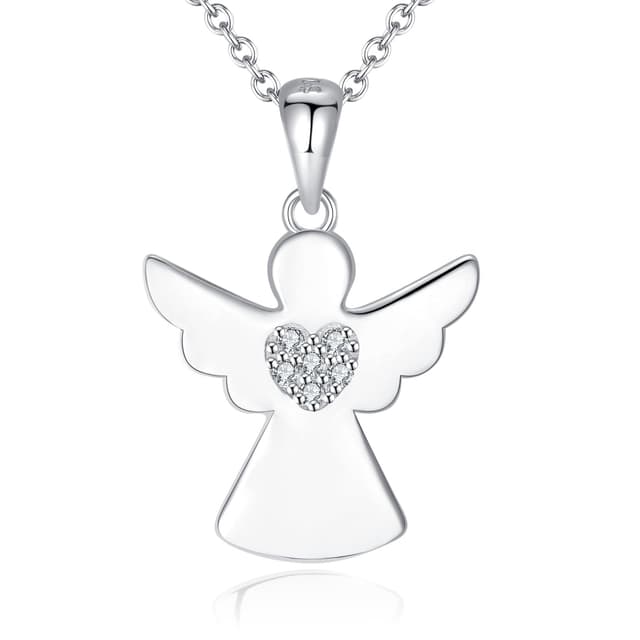 Jrêveinfini Schutzengel Kette Damen Mädchen Silber 925 mit Anhänger, Geschenk Taufe für Mädchen Frauen, Réglable 40 + 5 cm