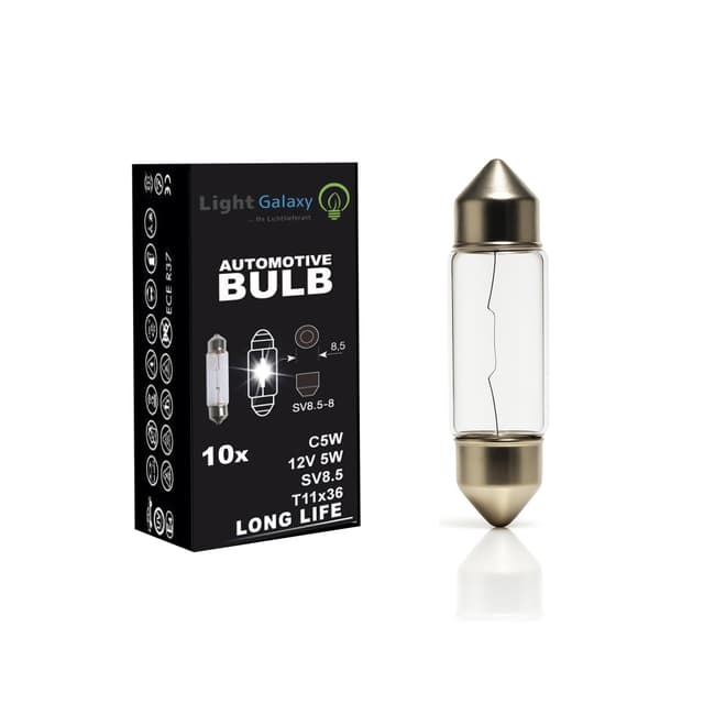 Light Galaxy ... Ihr Lichtlieferant 10 x PKW Soffitte 12V 5W C5W SV8,5 36mm Kennzeichenbeleuchtung Glühlampe Innenraum