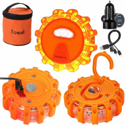 Towallmark 3 StüCk Warnleuchte, Rundumleuchte Led Mit 9 Blinkmodi, Kommt Mit Usb-Autoladegerät Und 3-In-1-Ladekabel (Kann 3 Rundumleuchte Led Gleichzeitig Laden) Angebot bei HelloDeals