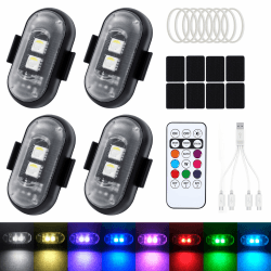 FIVAVA 4 Stück Kabellose LED Lichter Auto,8 Farben LED-Blitzlicht mit Fernbedienung,USB-Aufladung Antikollisionslichter für Auto,Motorrad,LKW Angebot bei HelloDeals