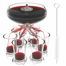 ALEVMOOM 6 Schnapsglasspender und -Halter, Weinspender, Flüssigkeits-Trenner, Halter für Getränke, Cocktail, Bierspender, geeignet für Bars, Partys, Trinkwerkzeuge mit Bürste (transparent) Angebot bei HelloDeals
