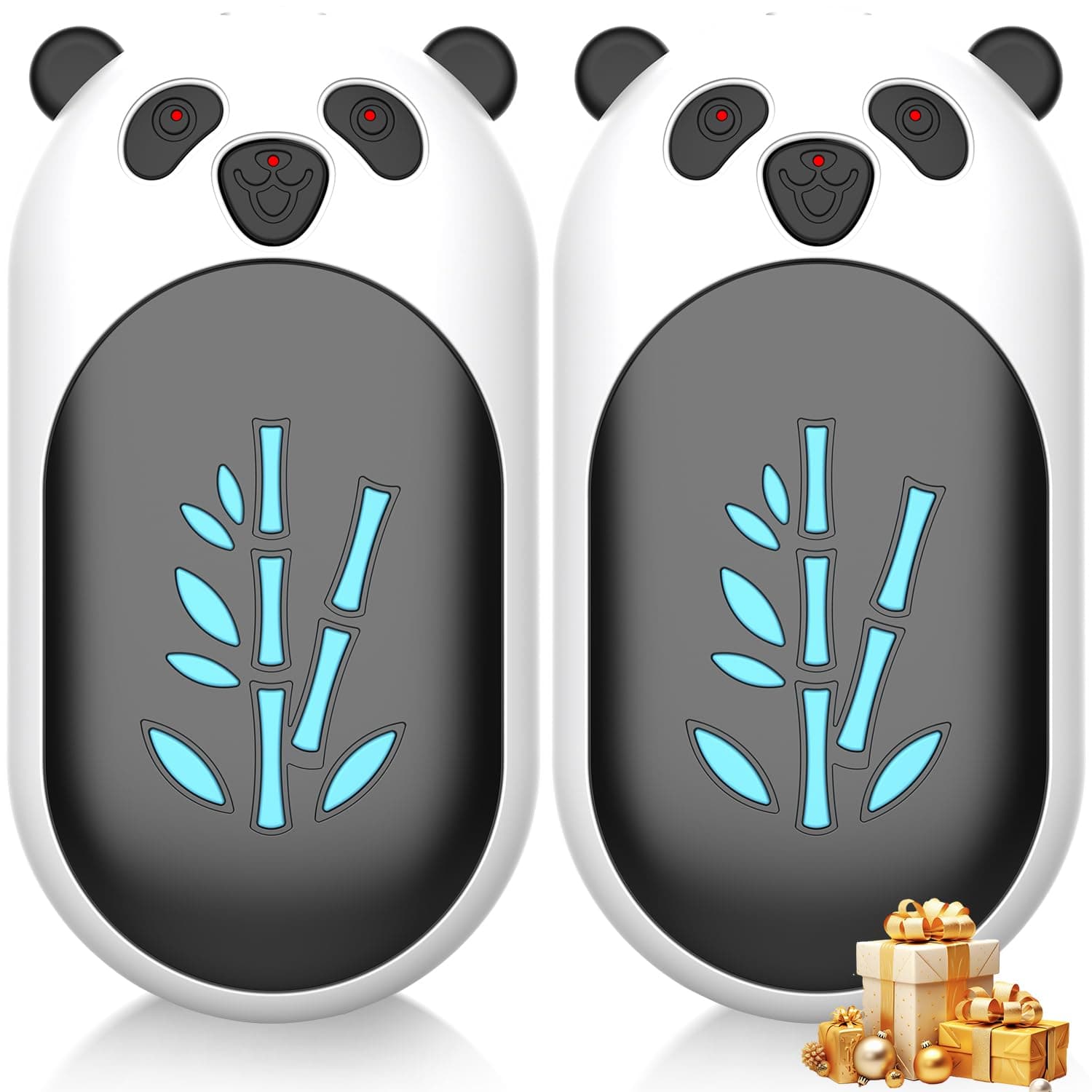 Enituo Handwärmer Wiederaufladbar, Handwärmer Elektrisch mit 6000 mAh USB Tragbarer Taschenwärmer für Frauen Männer Outdoor Camping Wandern Jagd Golf Panda Schwarz