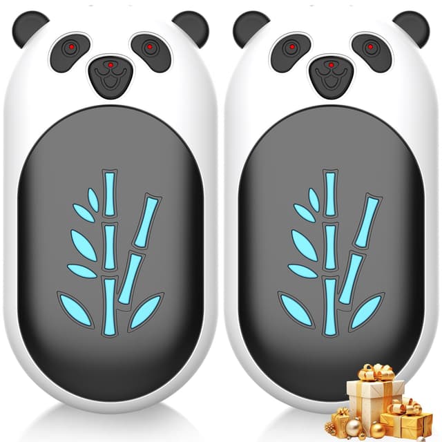 Enituo Handwärmer Wiederaufladbar, Handwärmer Elektrisch mit 6000 mAh USB Tragbarer Taschenwärmer für Frauen Männer Outdoor Camping Wandern Jagd Golf Panda Schwarz