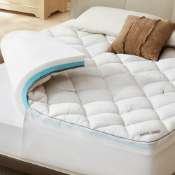 BEDLORE Matratzen Topper 160 × 200 cm, Matratzenschoner zur Linderung von Rückenschmerzen, kühlend und atmungsaktiv, maschinenwaschbar mit tiefen Taschen (Weiß) Weiß 160x200x40cm