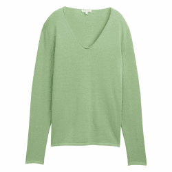 TOM TAILOR Damen Basic Strickpullover mit V-Ausschnitt L 37116 - True Green Angebot bei HelloDeals