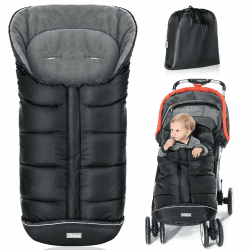 Orzbow Fußsack Kinderwagen Winter, Fußsack Buggy Fusssack Kinderwagen Baby Winter mit Wamres Polar Fleece, Reißverschluss, Reflektorstreifen, Universelle & Wasserdicht, Maschinenwaschbar, Schwarz Langer (97 * 44cm) Schwarz Angebot bei HelloDeals