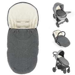 Zamboo Universal Fußsack für Babyschale, Kinderwagen Wanne und Buggy - 2in1 Winterfußsack und Sitzauflage aus kuscheligem Fleece, Baby Fusssack mit Tasche - Grau Angebot bei HelloDeals