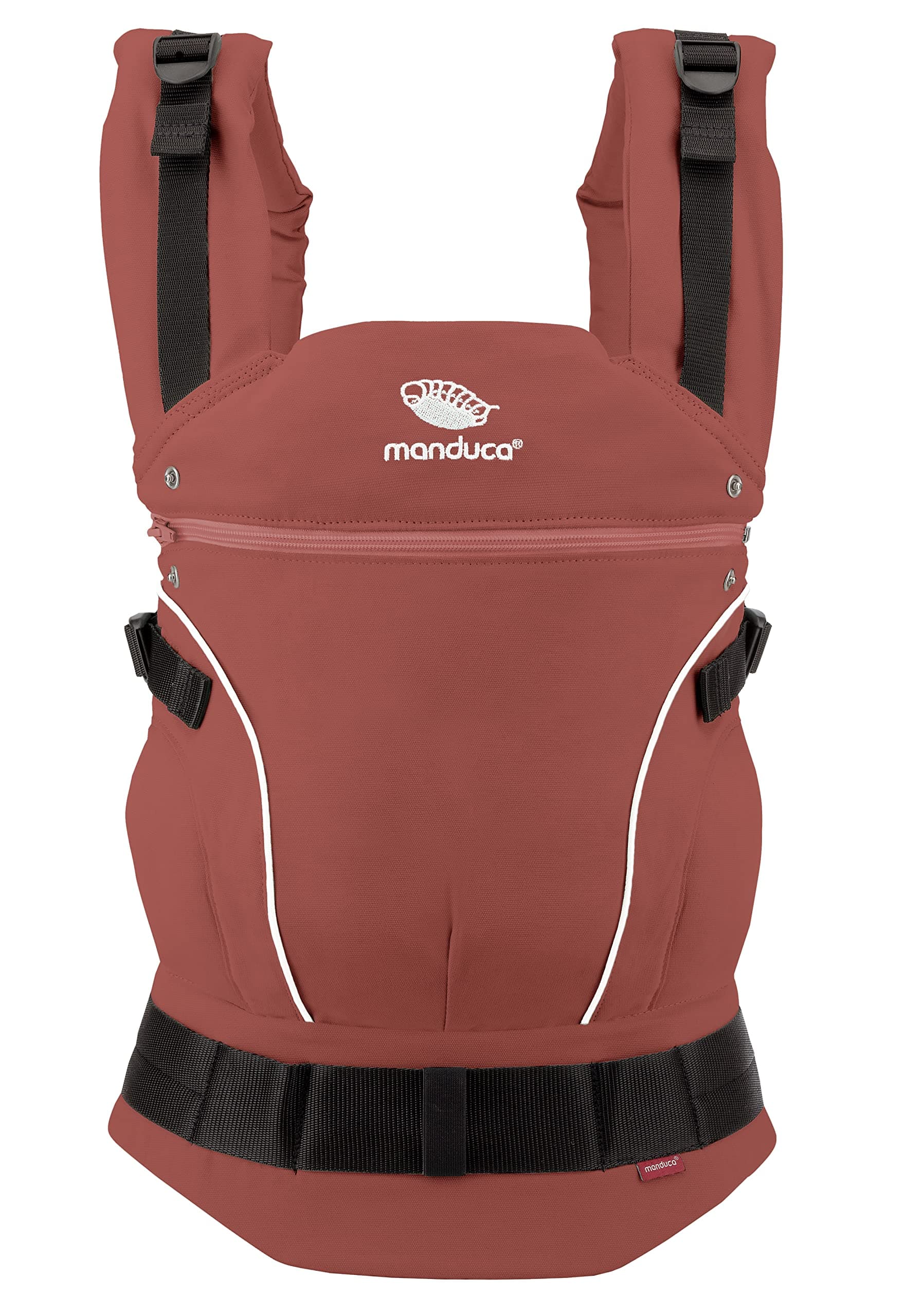 manduca First Babytrage - Verstellbarer und vielseitiger Tragesitz für Babys und Kleinkinder (3,5-20 kg) - Babytrage mit Front-, Hüft- und Rückentragefunktion ,Rouge Rouge Einheitsgröße