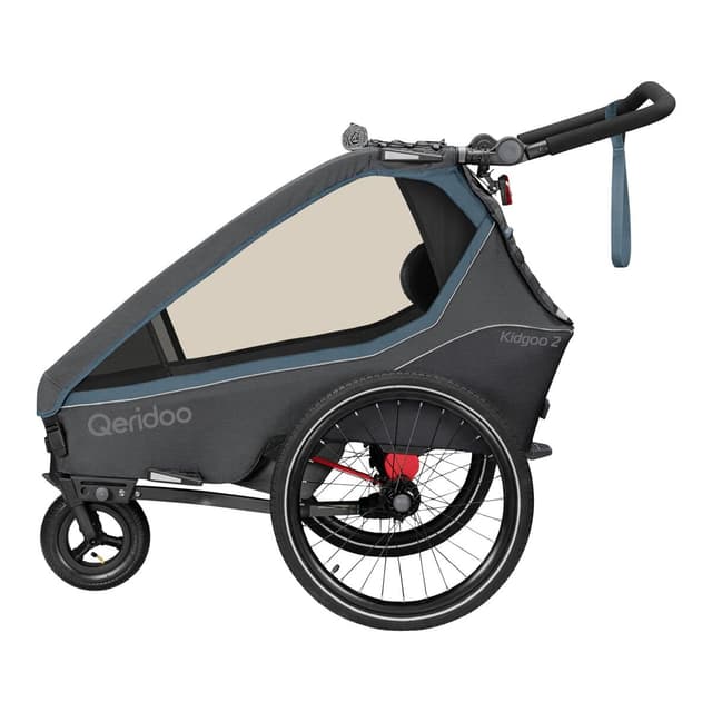 Qeridoo Kidgoo 2 Navy Blue | Fahrradanhänger 2 Kinder | Fahrrad Anhänger Kinder mit Federung & Easy ARS | Jogger Kinderwagen | Kinderfahrradanhänger klappbar | Kinderbuggy 45L | Walker & Bike Trailer
