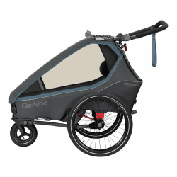 Qeridoo Kidgoo 2 Navy Blue | Fahrradanhänger 2 Kinder | Fahrrad Anhänger Kinder mit Federung & Easy ARS | Jogger Kinderwagen | Kinderfahrradanhänger klappbar | Kinderbuggy 45L | Walker & Bike Trailer Angebot bei HelloDeals