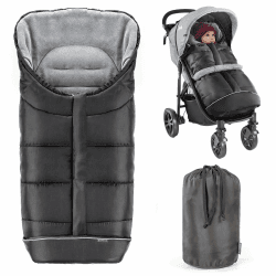 Zamboo Winter-Fußsack für Kinderwagen, Sportwagen & Buggy - Deluxe-Thermo-Fleece, Tasche, Anti-Rutschschutz & Reflektorstreifen – Schwarz Angebot bei HelloDeals