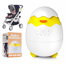 Robofun Kinderwagenschaukler - 2025 Das Original-Schlafhilfe für Babys, 5 Einstellbare Schaukelintensitäten, USB-C Aufladbar, Tragbare Schaukelfunktion für Den Kinderwagen Beweger Elektrisch, Weiß Weiß 002
