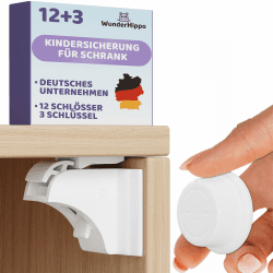 WunderHippo Magnetische Kindersicherung 12 Schlösser + 3 Schlüssel – Unsichtbarer Magnetverschluss – Schranksicherung & Schubladensicherung ohne Bohren – Weiß Weiß 12+3 Angebot bei HelloDeals