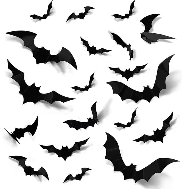 96 Stück Halloween 3D Fledermäuse Wand Aufkleber 4 Größen Fledermaus Gruselige Fledermaus-Wanddekoration für Fenster Wand, Tür Außen- und Innenbereich DIY Halloween-Partyzubehör