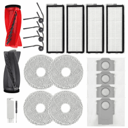 YYDSLEE 20 Stück Zubehör für Roborock Qrevo S5V/Qrevo Curv/Qrevo Curv S5X/Qrevo Edge S5A Saugroboter, 1 Hauptbürste 4 Seitenbürsten 4 Staubbeutel 4 Wischtücher 4 HEPA Filter Ersatzteile Zubehörset Qrevo Curv/Edge Zubehör