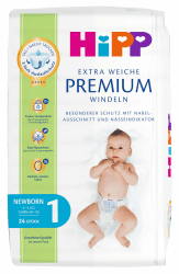 HiPP Extra Weiche Premium Windel Größe 1 Newborn 2-5 kg, 72 Stück (3 Packungen mit 24), mit 3-fach Auslaufschutz und Duo Hautschutz Größe1 (2-5 kg) Angebot bei HelloDeals