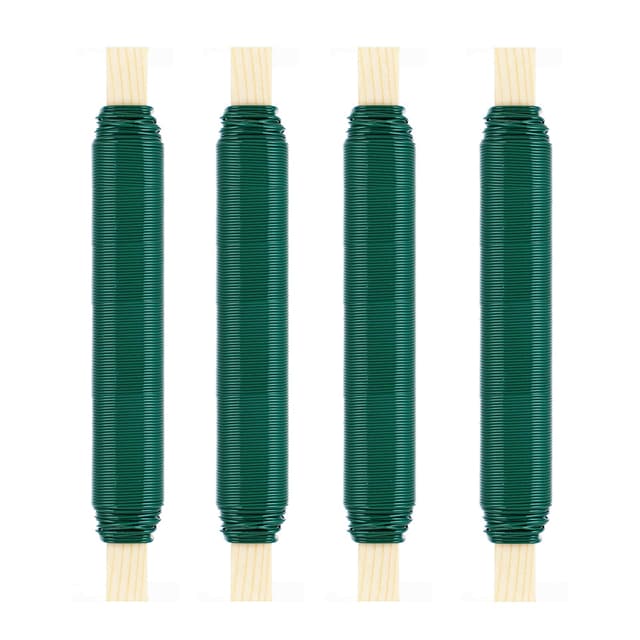 4er Set Bindedraht Grün, stabiler Blumendraht 0,65 mm, Wickeldraht auf Holzspule, Basteldraht dünn und vielseitig, ideal für Pflanzenbefestigung, Bastelarbeiten und Dekoration