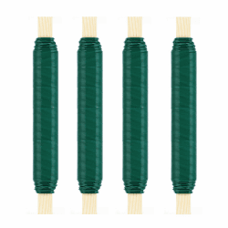 4er Set Bindedraht Grün, stabiler Blumendraht 0,65 mm, Wickeldraht auf Holzspule, Basteldraht dünn und vielseitig, ideal für Pflanzenbefestigung, Bastelarbeiten und Dekoration