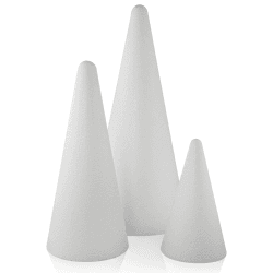 Styropor Kegel zum basteln und dekorieren Ø 7 cm Höhe 12 cm, Ø 9 cm Höhe 21 cm, Ø 12 cm Höhe 27 cm Angebot bei HelloDeals