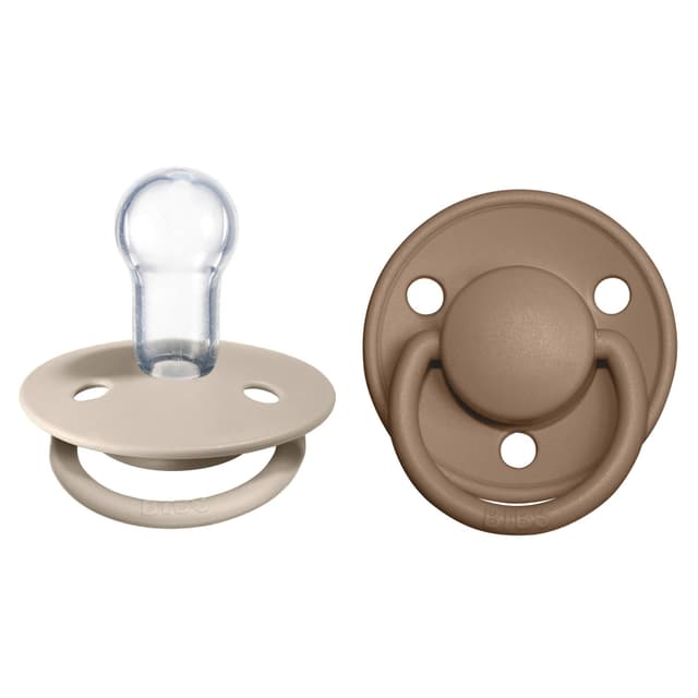 BIBS De Lux Schnuller 2er-Pack, BPA-frei, Kirschform Nippel. Silikon, Hergestellt in Dänemark. 0-36 Monate (2er Pack), Vanilla/Dark Oak 0-36 Monate (2er Pack) Vanilla / Dark Oak