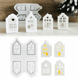 TREABEAR 4PCS Silikonform Häuser, Silikonform Haus, silikonform Mini Häuser, Silikon Formen Zum Gießen, Gießformen häuser, Gipsformen Zum Gießen, silikonformen Gießformen häuse 4PCS Gießform Haus （B ) Angebot bei HelloDeals