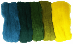 RAYHER HOBBY 5365300 Filzwolle, Merinowolle, Kammzug, fein, 19 mic, 5 Farben je 10g, Grün-Töne, 100% Schafschurwolle zum Filzen, 50g Angebot bei HelloDeals