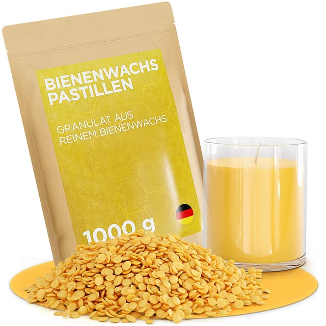 molinoRC 1kg Bienenwachs Pastillen [100% natürlich rein ohne Zusatz Anderer Wachse] - Premium Qualität für Kerzen, Kosmetik, Lederpflege, Möbelpflege und Herstellung Bienenwachstücher - Beeswax 1 kg