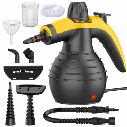 ÖRrnvte Dampfreiniger, 1050W Hochleistung Handgerät, 9 spezielle Fleckenentfernungszubehörteile, Ideal für Boden, Auto, Bad, Dusche, Polstermöbel, Fenster und Fettabreinigung ABS Angebot bei HelloDeals