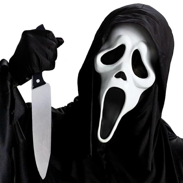 STFYUG Halloween Horror Scream Maske, Geist Scream Masken, Ghost Face Maske, Schaurige Schrei-Maske mit Zubehör, für Geisterhaus,Mottopartys und Rollenspiele für Halloween Karneval Fasching