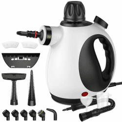 GalhanEhe Dampfreiniger mit Sicherheitsverriegelung und 14 Zubehörteilen, Dampfreiniger handgerät unter Druck für Badezimmer, Küche, Möbel, Stoffe, Fugen, Herd (Schwarz&Weiß) Angebot bei HelloDeals