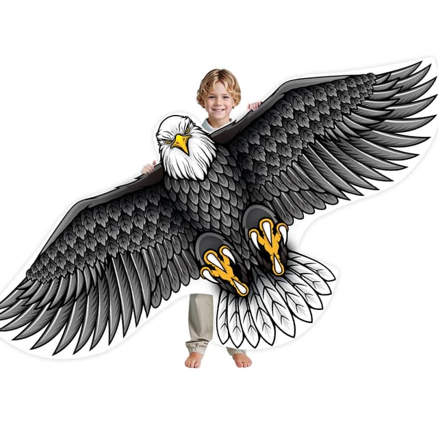 SGftre Drachen für Kinder und Erwachsene, Großer Adlerdrachen für Jungen und Mädchen, Einfach zu Fliegen für Anfänger, Drachenspielzeug für Strandausflüge, Park-Outdoor-Aktivitäten (Black Eagle)