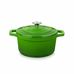 vancasso Emaillierter Schmortopf aus Gusseisen, 2 l, Antihaft-Kochtopf, ofenfest, Induktionsgeeignet, als Eintopf, Suppe, mit Deckel, rund, 20 cm Grün 20 cm