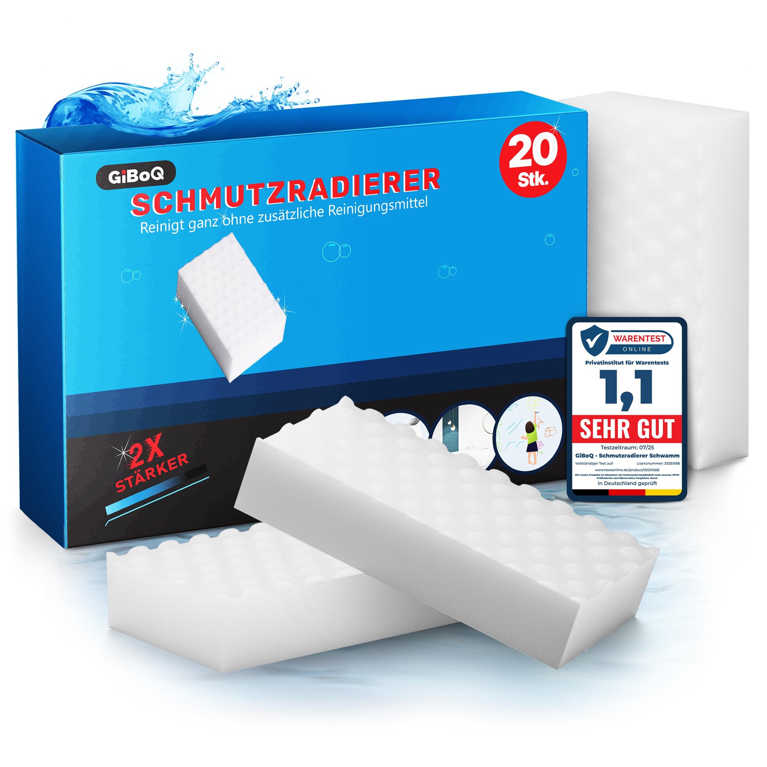 Schmutzradierer – 20 Schwämme, getestet in Deutschland (Note 1,1) – Extra Dicht Zauberschwamm