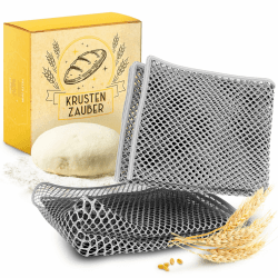 KRUSTENZAUBER 2er Set Teigreinigungstuch für hartnäckige Teigrückständen beim Brot backen, Teigentferner als Brot-backen Zubehör, Teigtuch als Reinigungstuch aus strapazierfähigem Polyester, Netztuch Angebot bei HelloDeals