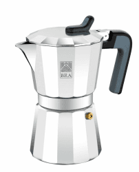 BRA Deluxe | Italienische Kaffeemaschine, Aluminium, Silber, 12 Tassen 12 tazas