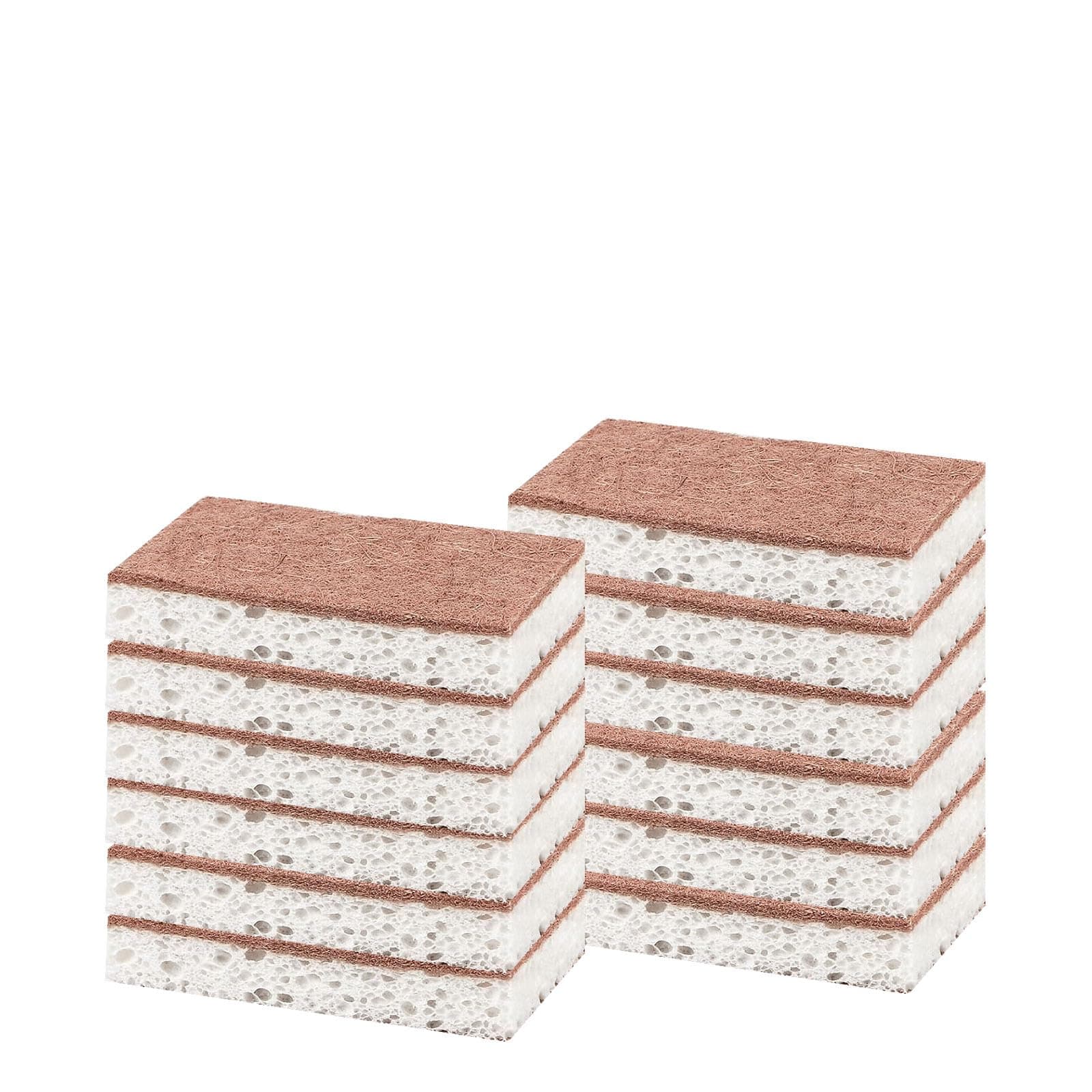 Ryichliho Natürliche Küche Scheuerschwämme 12 Stück, Doppelseitiger Küchenschwamm zum Spülen von Geschirr, Antihaftbeschichteten Pfannen, zum Reinigen von Küche und Bad