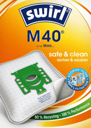 Swirl M 40 EcoPor Staubsaugerbeutel (10 Beutel), reißfeste Staubbeutel für einige Siemens & Bosch Staubsauger, im umweltfreundlichen Umkarton, 99,9% Filterung von Hausstaub & allergenem Feinstaub M40 EcoPor