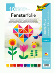folia 455409 - Fensterfolie, selbsthaftend, transparent, farbig sortiert, ca. 23 x 33cm, 10 Blatt - ideal zur Gestaltung von Fensterbildern Single Angebot bei HelloDeals