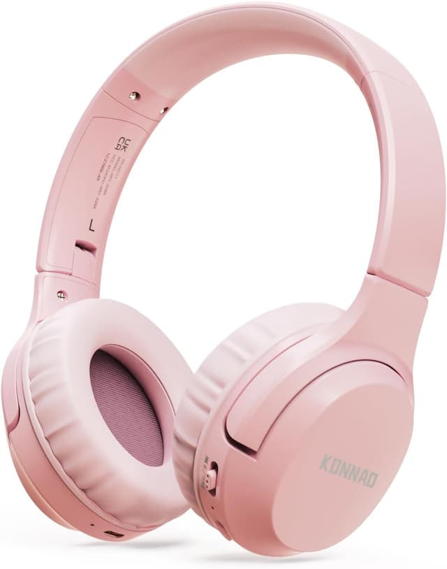 KONNAO Kinder Kopfhörer Wireless 60H, Faltbare On Ear Kopfhörer mit MIC, Lautstärkebegrenzer 85dB/94dB Drahtlose Kopfhörer, Over-Ear Kopfhörer für Kinder Erwachsene Schule Online Class Reisen Rosa