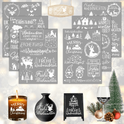 Rub On Sticker Weihnachten, 6 Stück A5 Rub On Aufkleber, Rub On Folie Transferaufkleber, Rub On Weihnachtsgrüße, für Möbel, Glas, Holz, Scrapbooking, DIY Basteln Deko (Weihnachten III) Weihnachtenⅲ Angebot bei HelloDeals