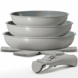 BLAZANT Pfannenset Abnehmbarer Griff 7 tlg, Pfanne Induktion 20, 24, 28 cm, Antihaft-Keramikbeschichtung, Bratpfannen Set Induktion, Für alle Herdarten, auch Induktion, Platzsparend Spülmaschinenfest