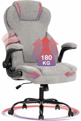 Centilab Ergonomischer Bürostuhl 180KG Schreibtischstuhl Drehstuhl aus Stoff Computerstuhl mit Hochklappbarer Armlehne für Home Office & Büro Grau Hochklappbare Armlehnen